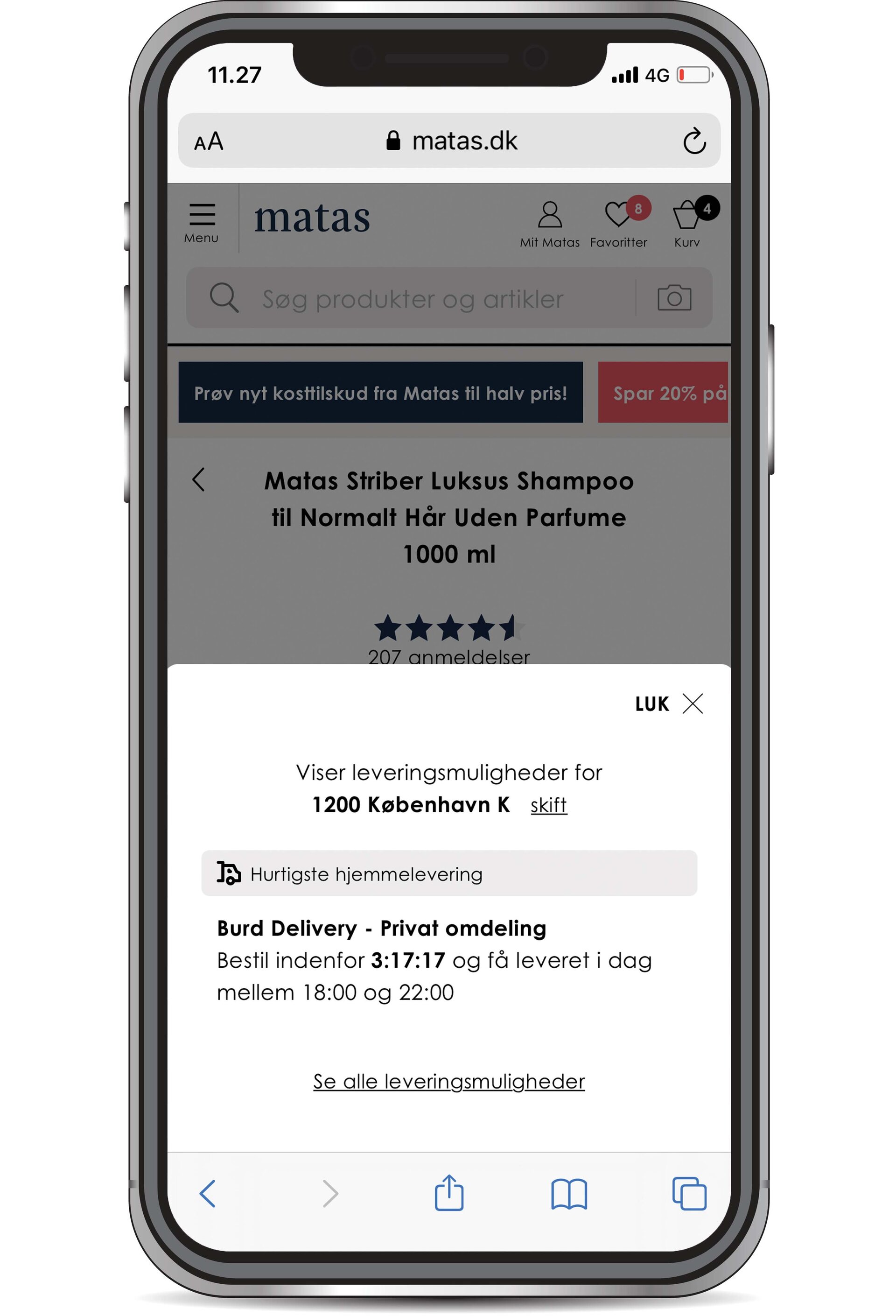 Matas is testing the effect of presenting the delivery options already on the product page and product list
